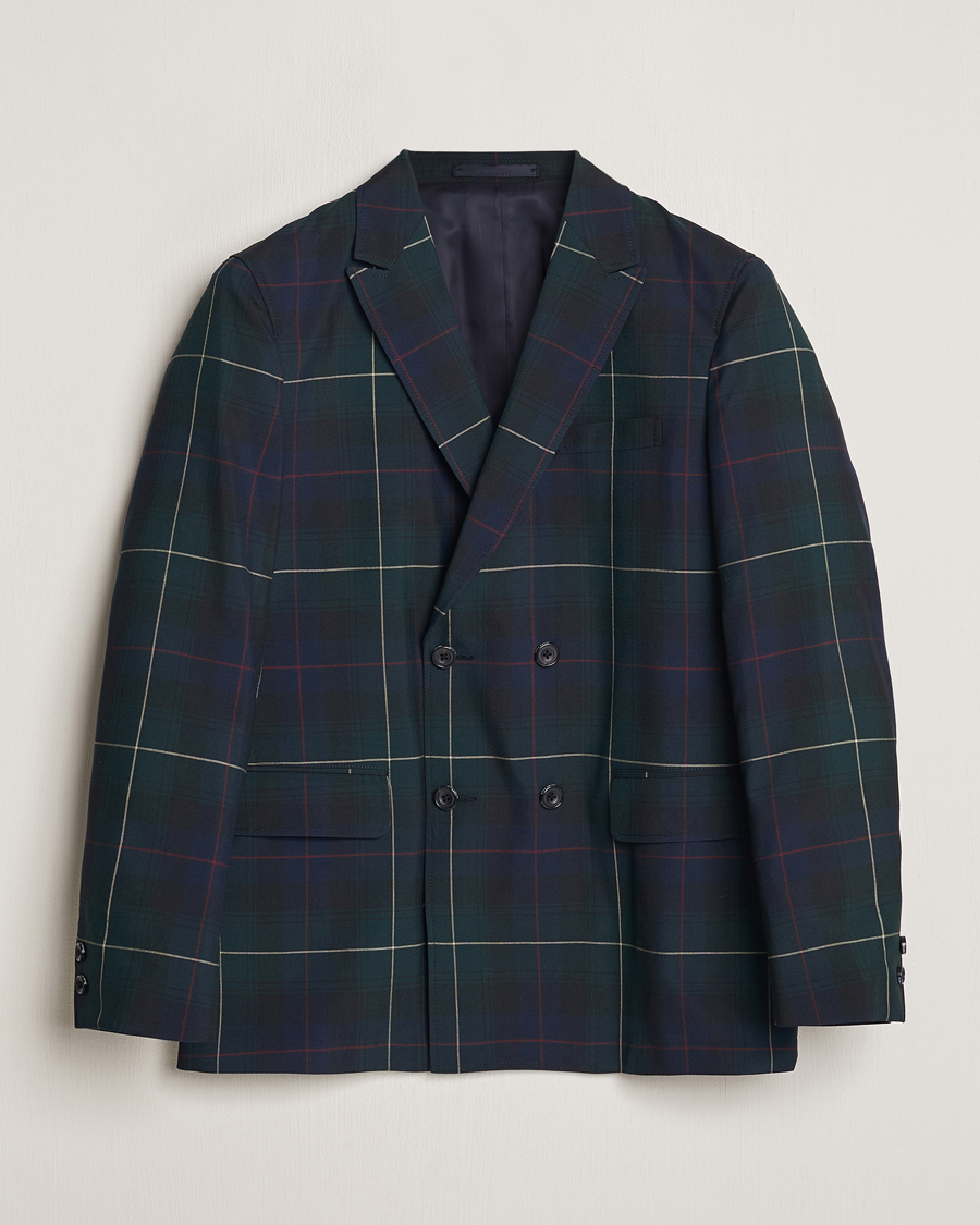 Herr | Kavajer | BEAMS PLUS | Double Breasted Plaid Wool Blazer Green Plaid