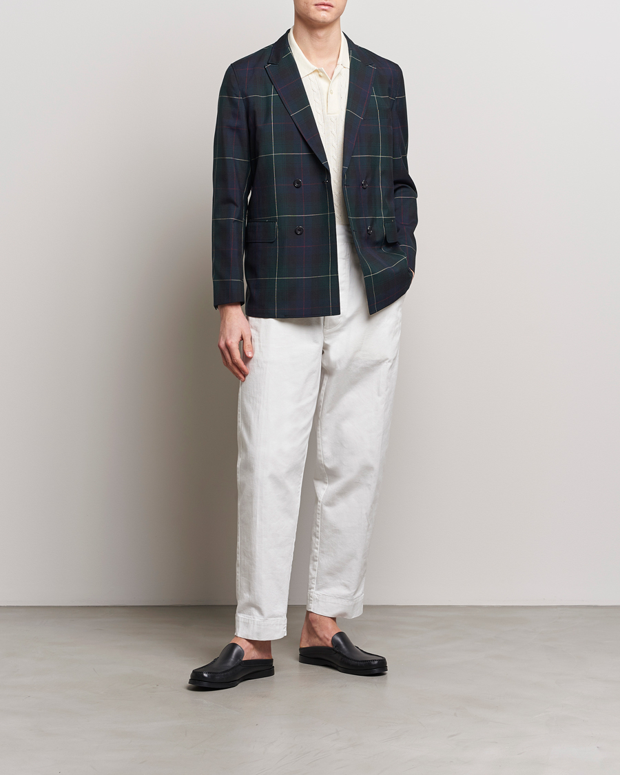 Herr | Kavajer | BEAMS PLUS | Double Breasted Plaid Wool Blazer Green Plaid