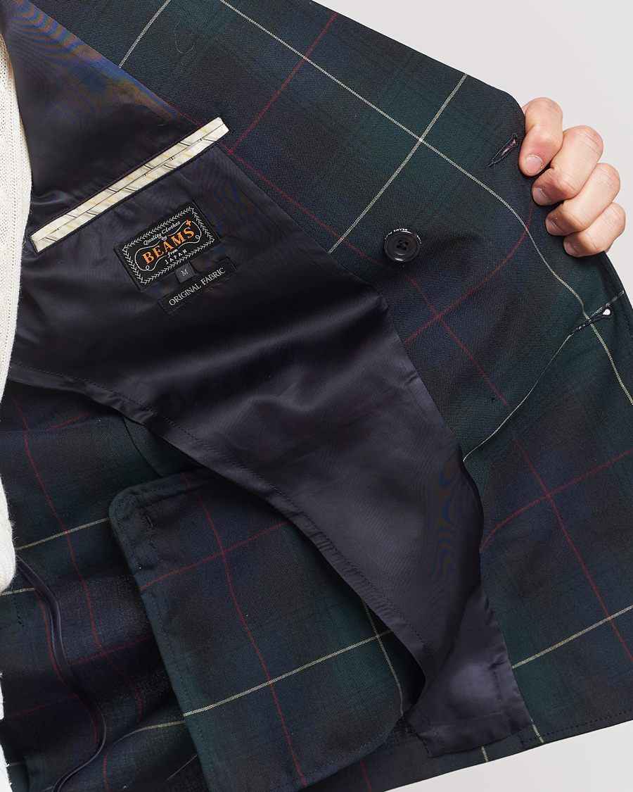 Herr | Kavajer | BEAMS PLUS | Double Breasted Plaid Wool Blazer Green Plaid