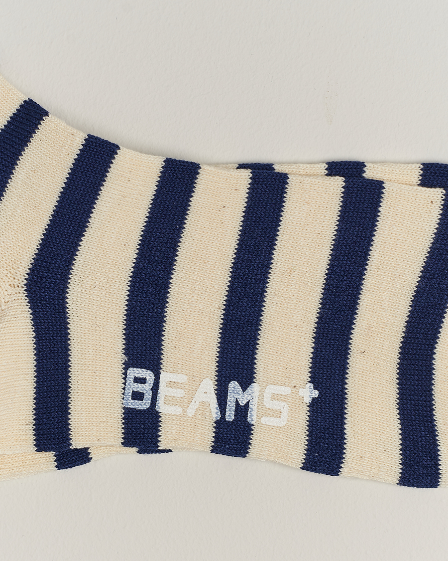 Herr | Näsdukar | BEAMS PLUS | BEAMS PLUS2 Tone Stripe SocksWhite/Navy