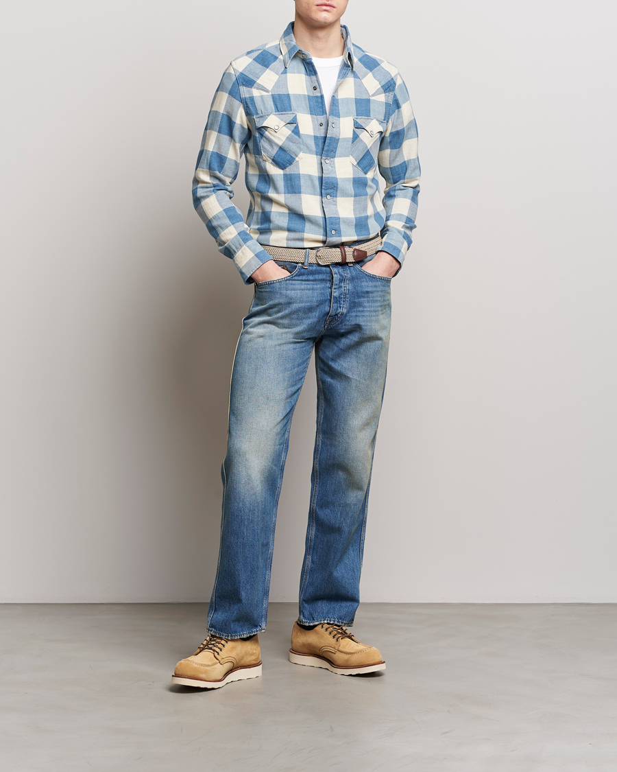 Herr | Skjortor | RRL | Buffalo Western Shirt Indigo/Cream Check