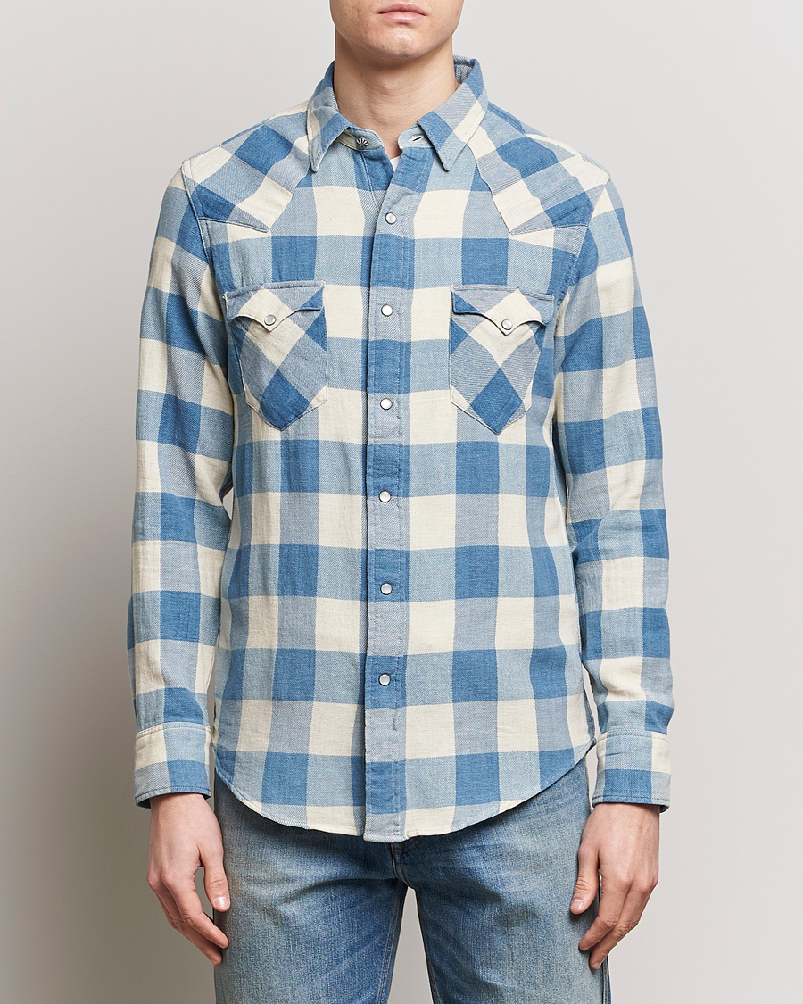 Herr | Casual | RRL | Buffalo Flannel Western Shirt Indigo/Cream