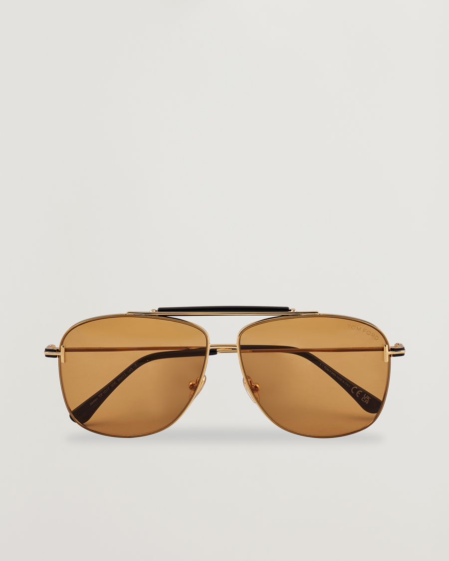 Herr | Solglasögon | Tom Ford | Jaden FT1017 Metal Sunglasses Gold/Brown