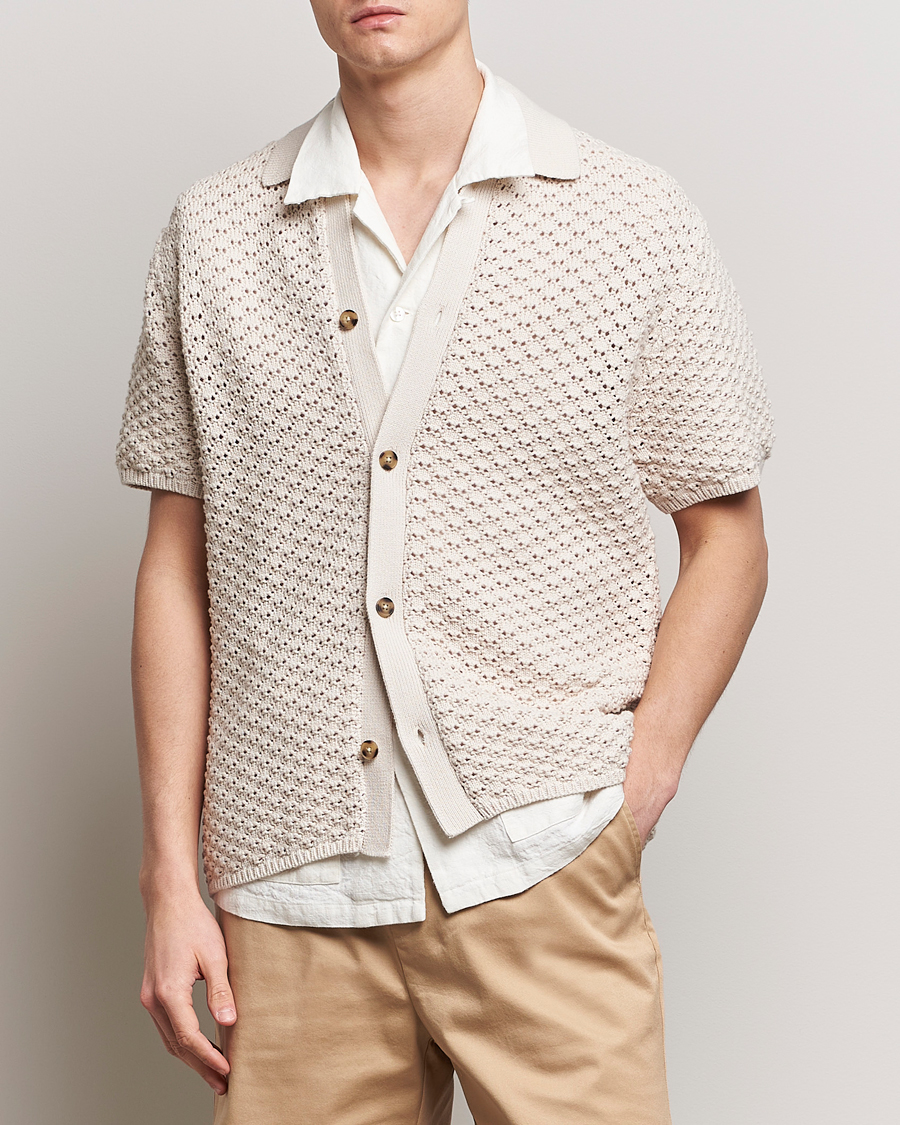 Herr | Kläder | LES DEUX | Gideon Knitted Shirt Ivory