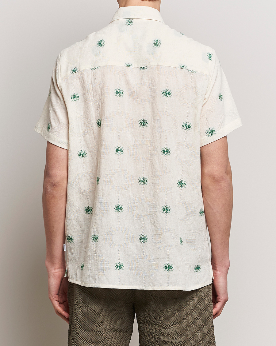 Herr | Skjortor | LES DEUX | Ira Short Sleeve Embroidery Cotton Shirt Ivory