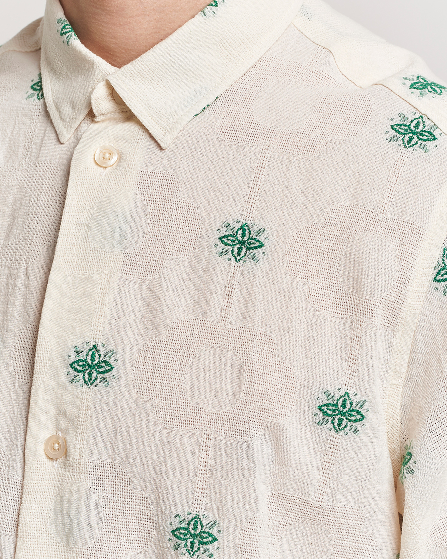 Herr | Skjortor | LES DEUX | Ira Short Sleeve Embroidery Cotton Shirt Ivory