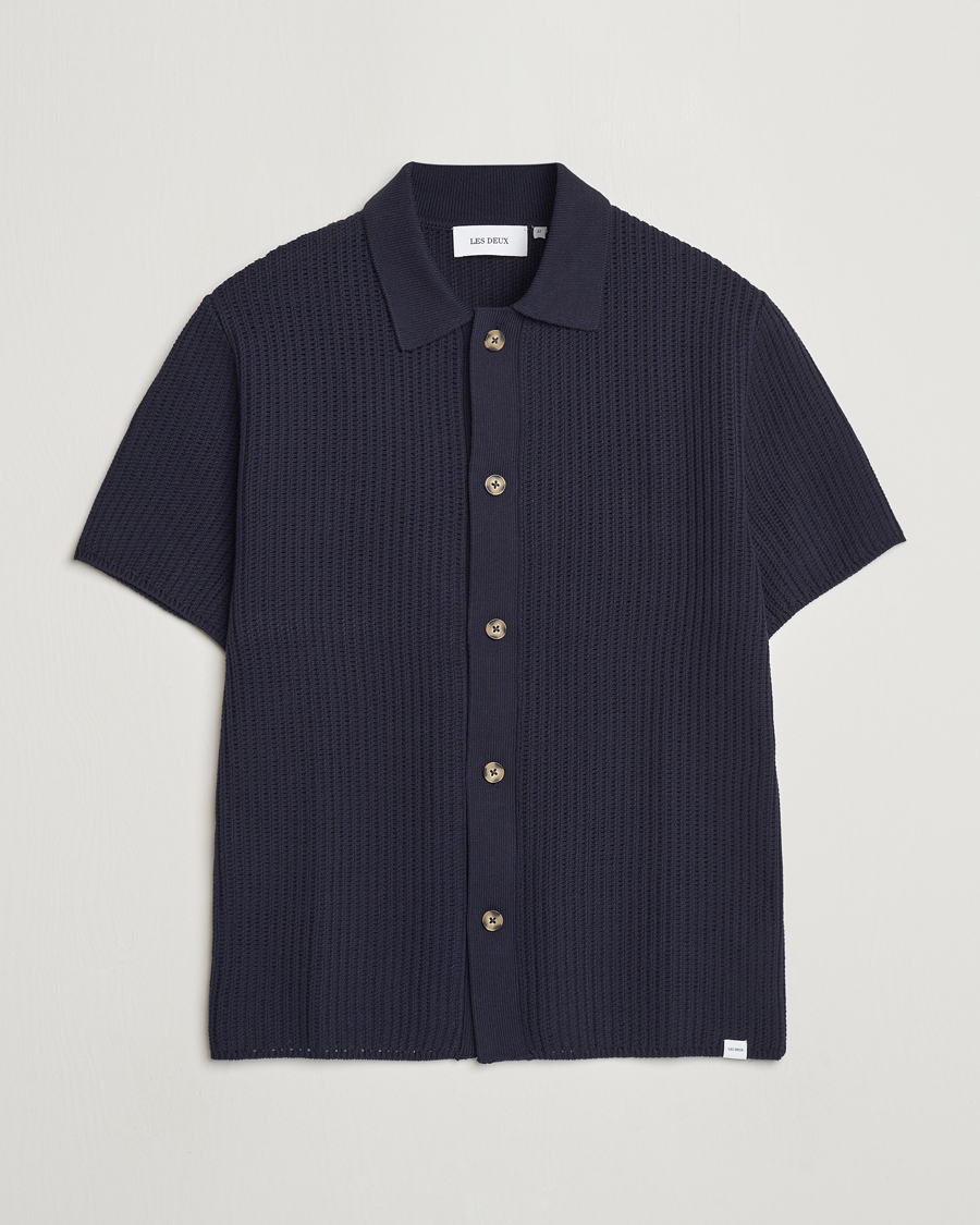 Herr | Skjortor | LES DEUX | Gustavo Knitted Shirt Dark Navy