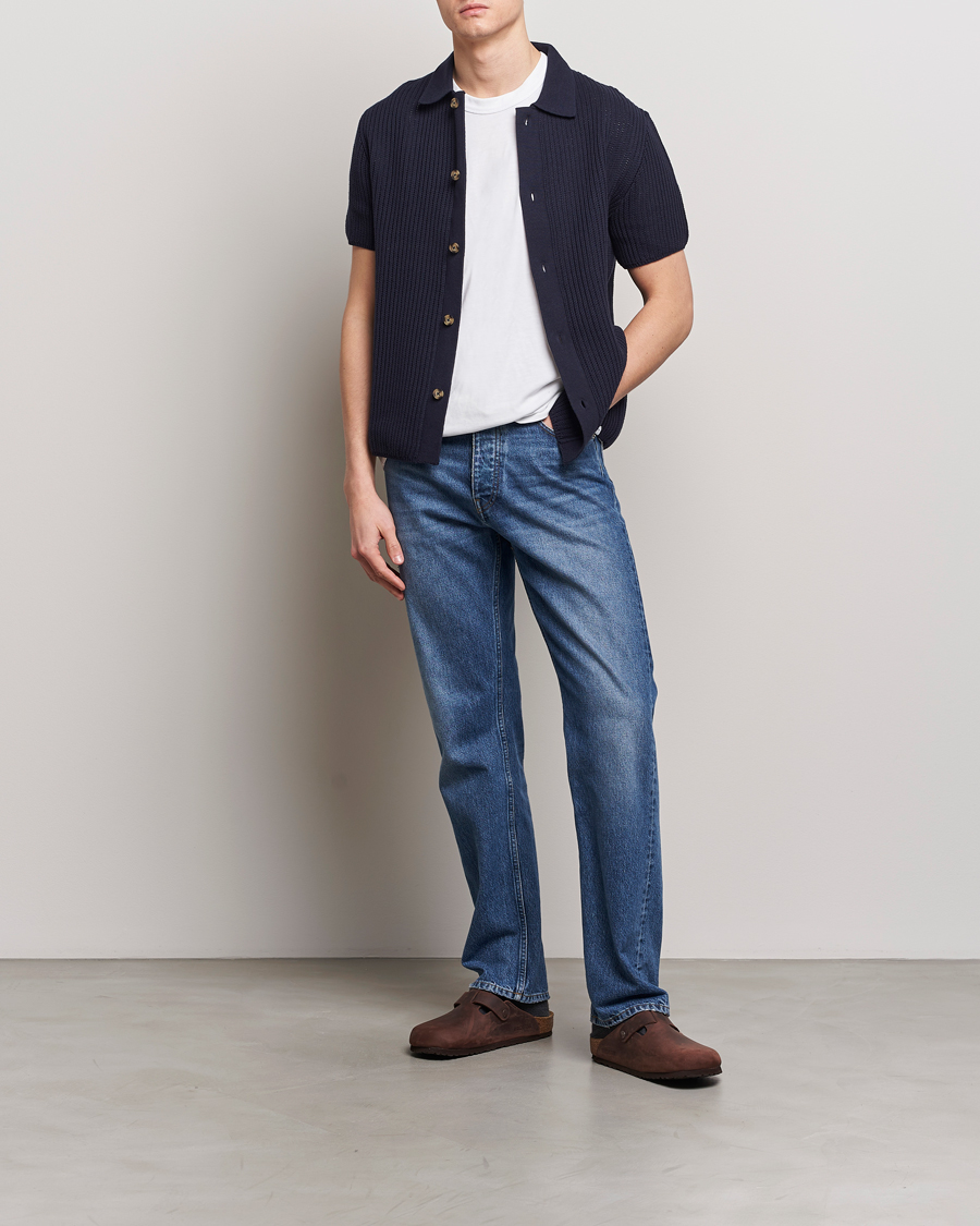 Herr | Skjortor | LES DEUX | Gustavo Knitted Shirt Dark Navy