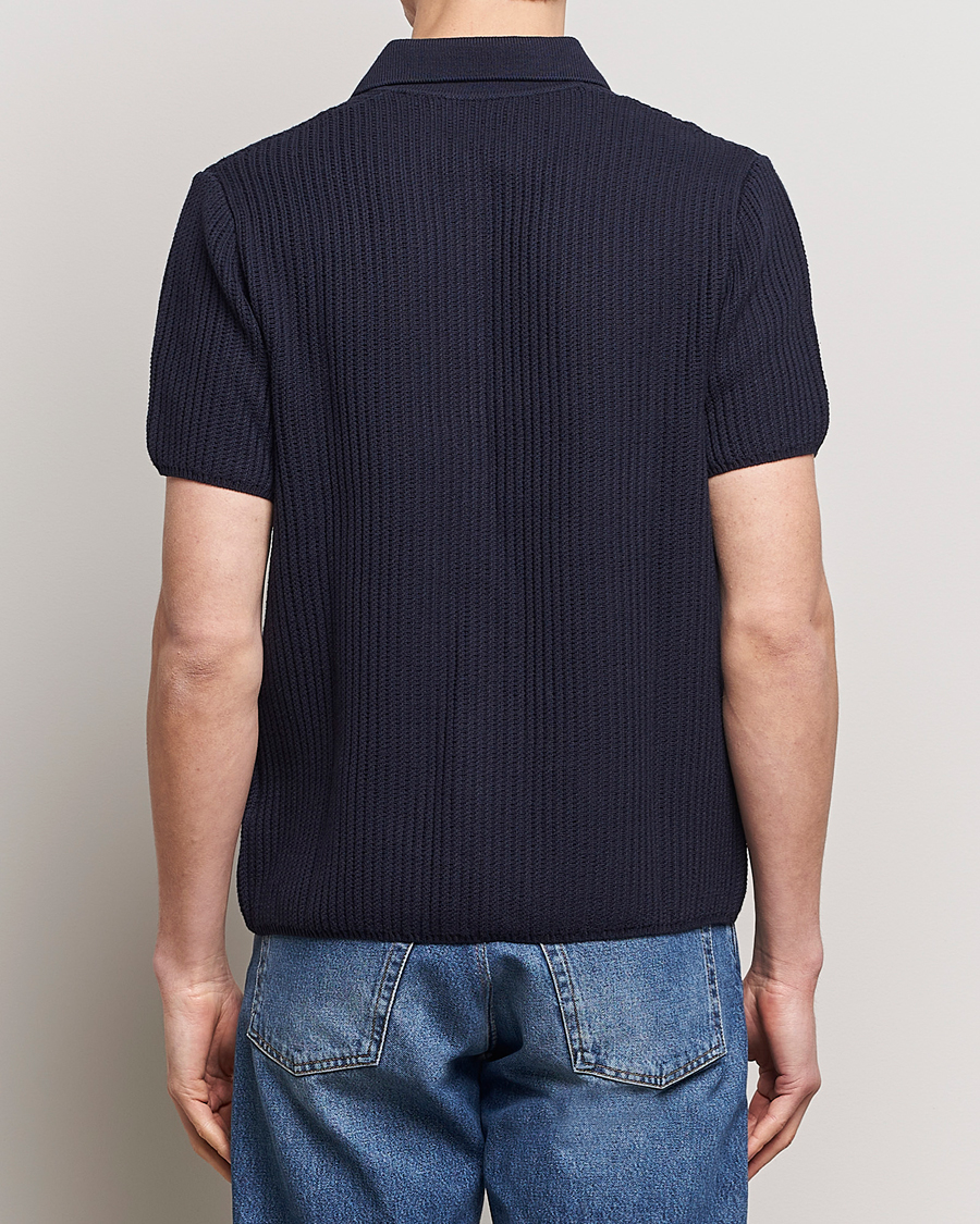 Herr | Skjortor | LES DEUX | Gustavo Knitted Shirt Dark Navy