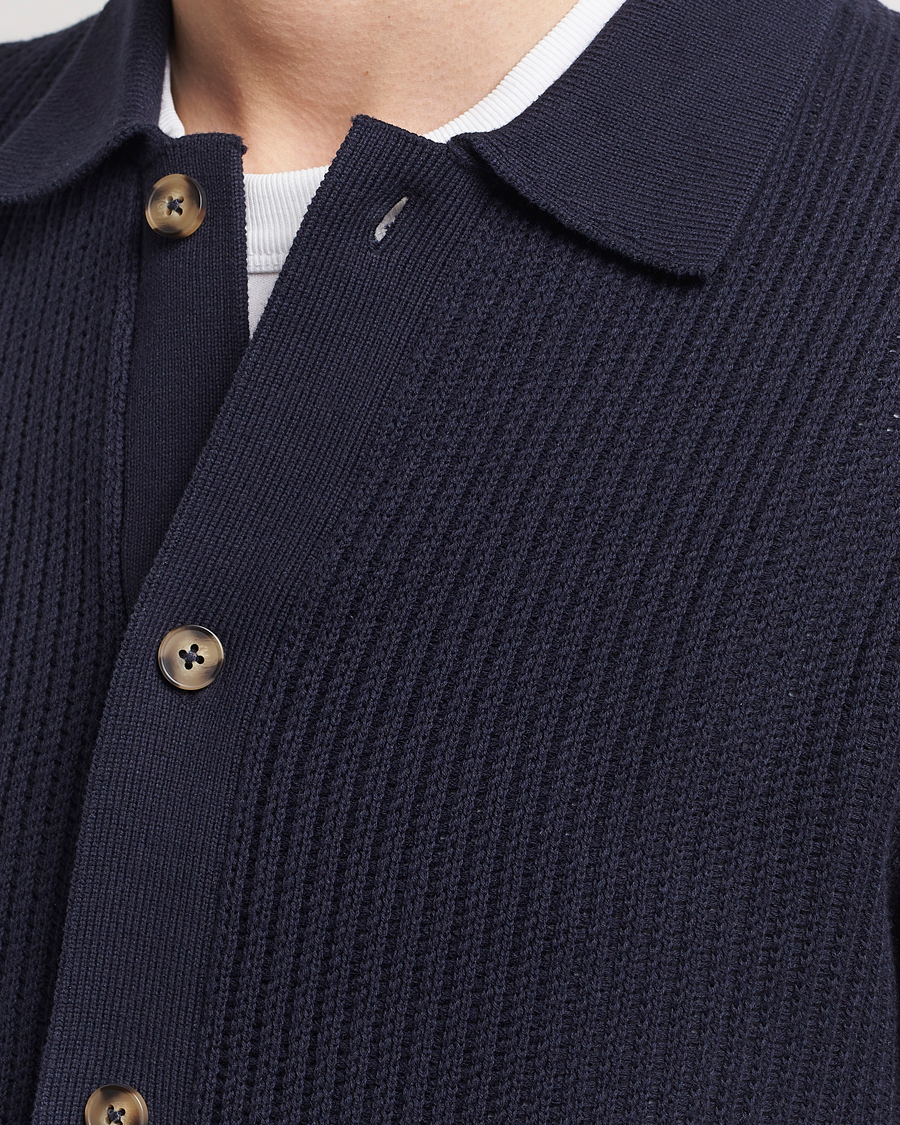 Herr | Skjortor | LES DEUX | Gustavo Knitted Shirt Dark Navy