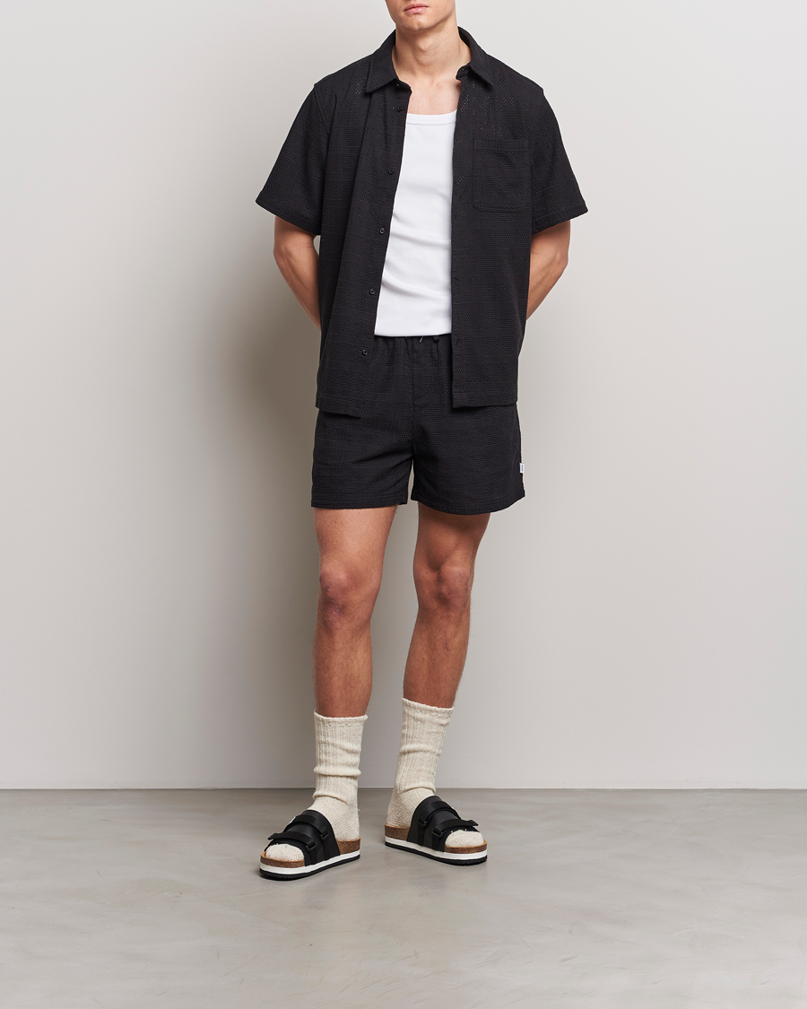 Herr | Skjortor | LES DEUX | Charlie Short Sleeve Knitted Shirt Black