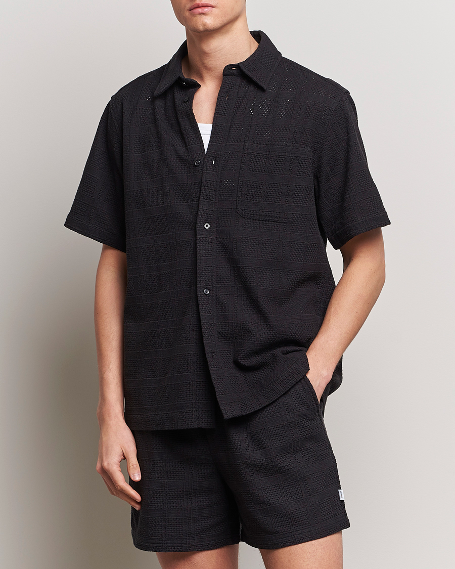 Herr | Senast inkommet | LES DEUX | Charlie Short Sleeve Knitted Shirt Black