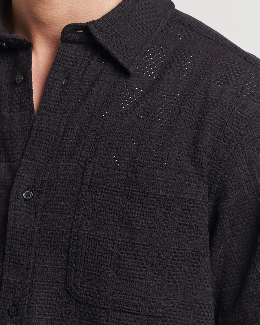 Herr | Skjortor | LES DEUX | Charlie Short Sleeve Knitted Shirt Black