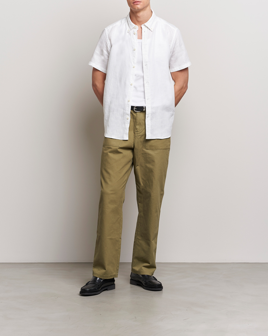 Herr | Skjortor | LES DEUX | Kris Short Sleeve Linen Shirt White