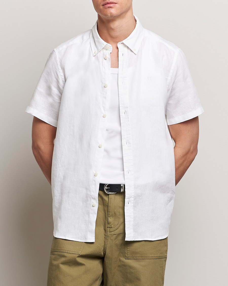 Herr | Nya produktbilder | LES DEUX | Kris Short Sleeve Linen Shirt White