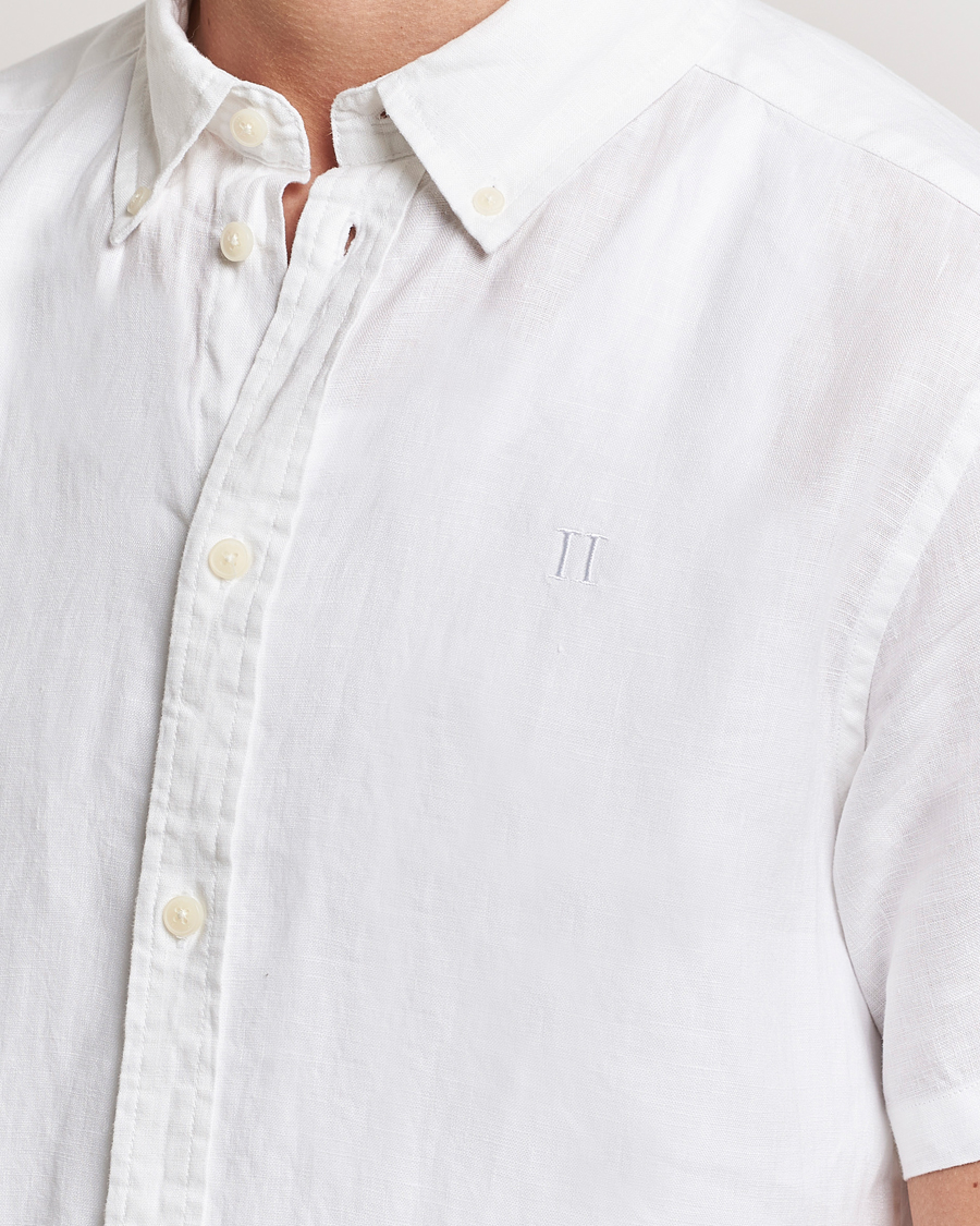 Herr | Skjortor | LES DEUX | Kris Short Sleeve Linen Shirt White