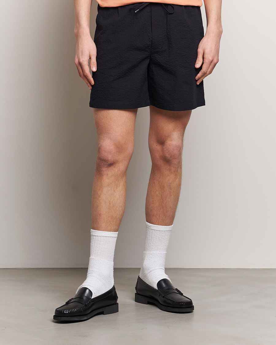 Herr | Drawstringshorts | LES DEUX | Patrick Seersucker Shorts Black