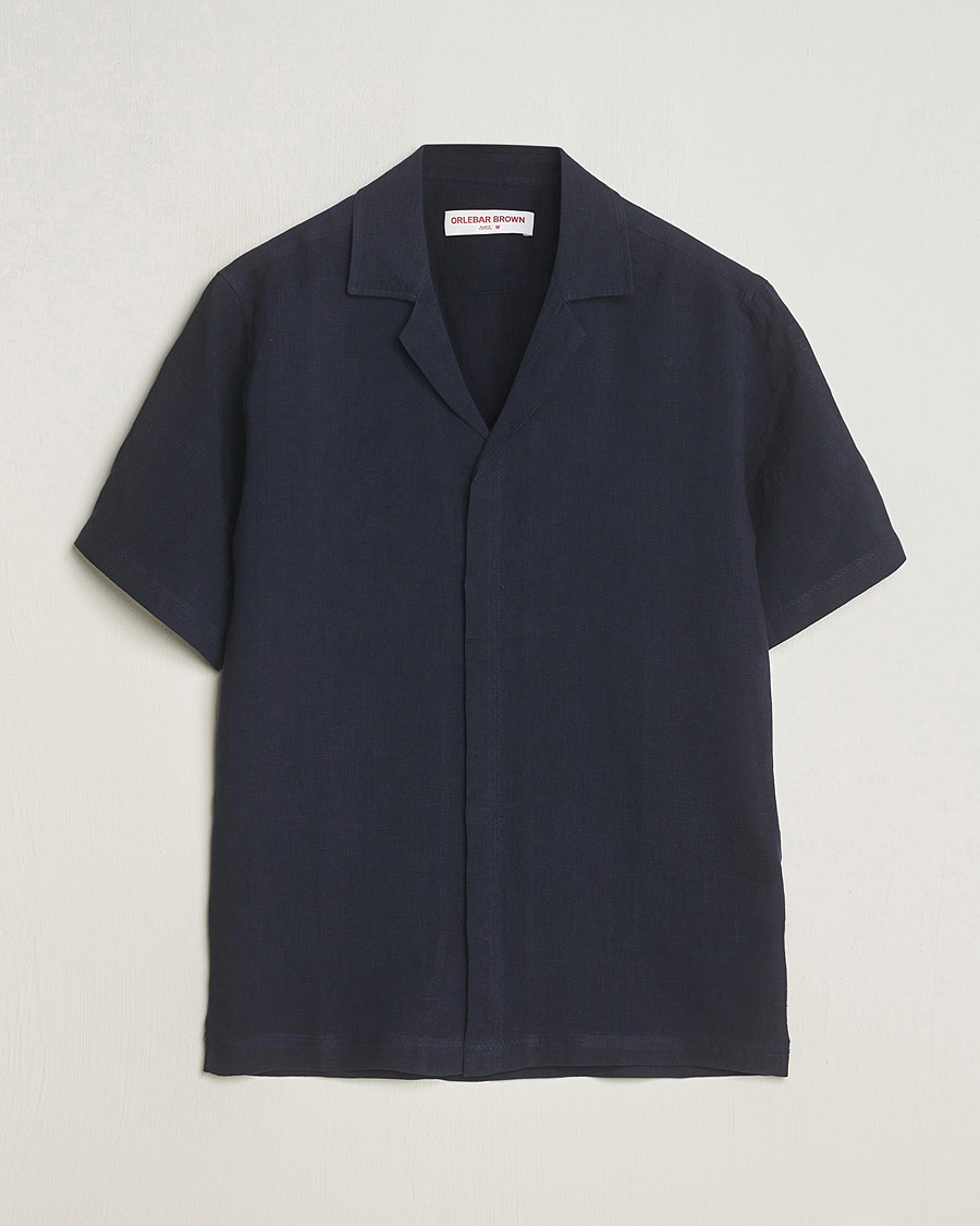 Herr | Skjortor | Orlebar Brown | Maitan Short Sleeve Linen Shirt Night Iris