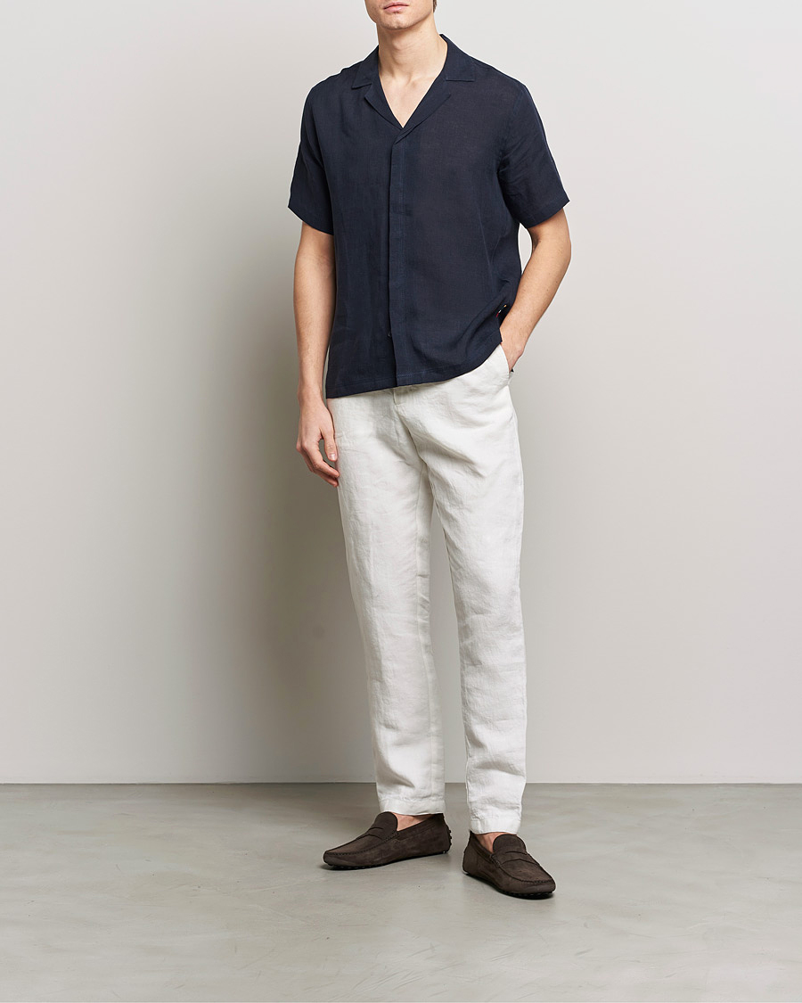 Herr | Skjortor | Orlebar Brown | Maitan Short Sleeve Linen Shirt Night Iris