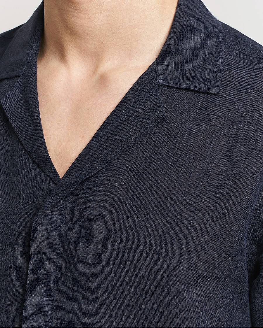 Herr | Skjortor | Orlebar Brown | Maitan Short Sleeve Linen Shirt Night Iris