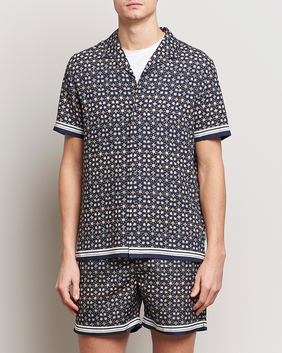 Herr | Kläder | Orlebar Brown | Hibbert Fiore Viscose/Linen Printed Shirt Night Iris