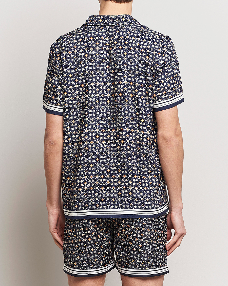 Herr | Skjortor | Orlebar Brown | Hibbert Fiore Viscose/Linen Printed Shirt Night Iris