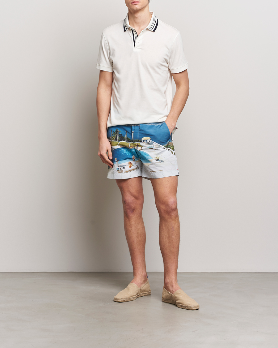 Herr | Pikéer | Orlebar Brown | Dominic Border Cotton/Lyocel Polo White Sand