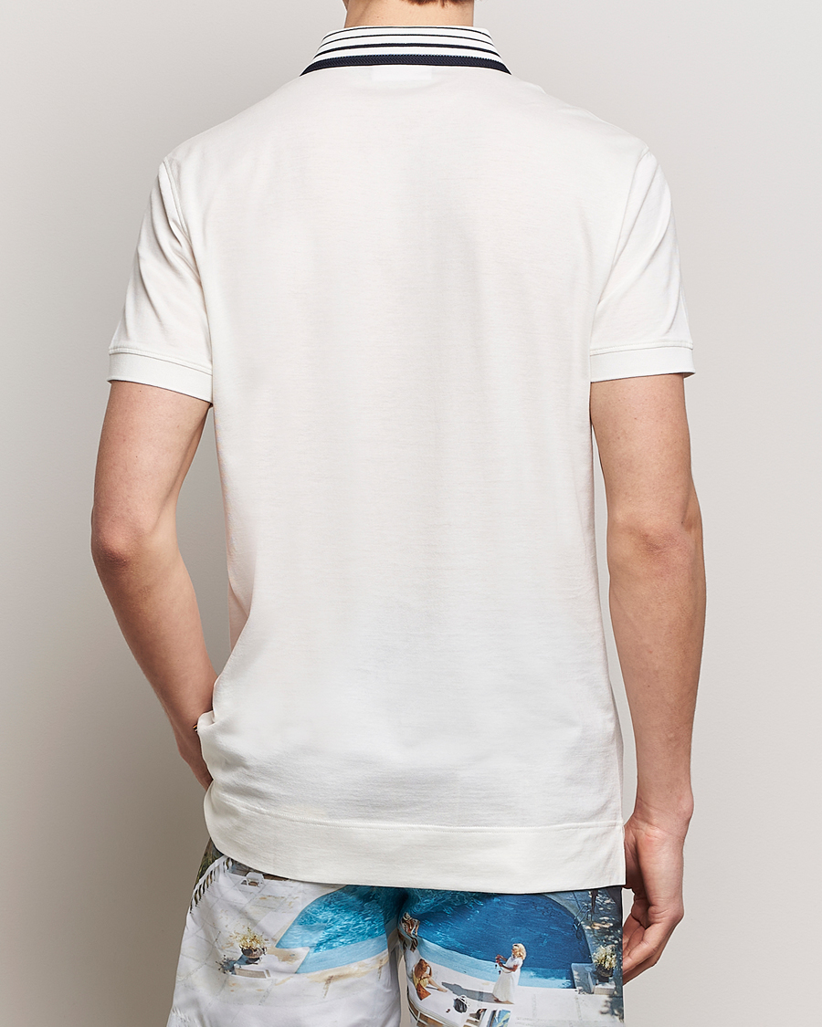 Herr | Pikéer | Orlebar Brown | Dominic Border Cotton/Lyocel Polo White Sand