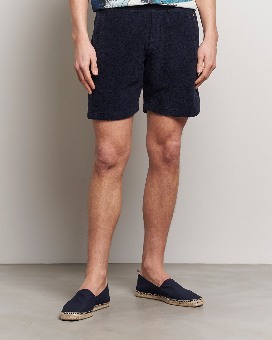 Herr | Best of British | Orlebar Brown | Afador Mix Texture Towelling Shorts Night Iris