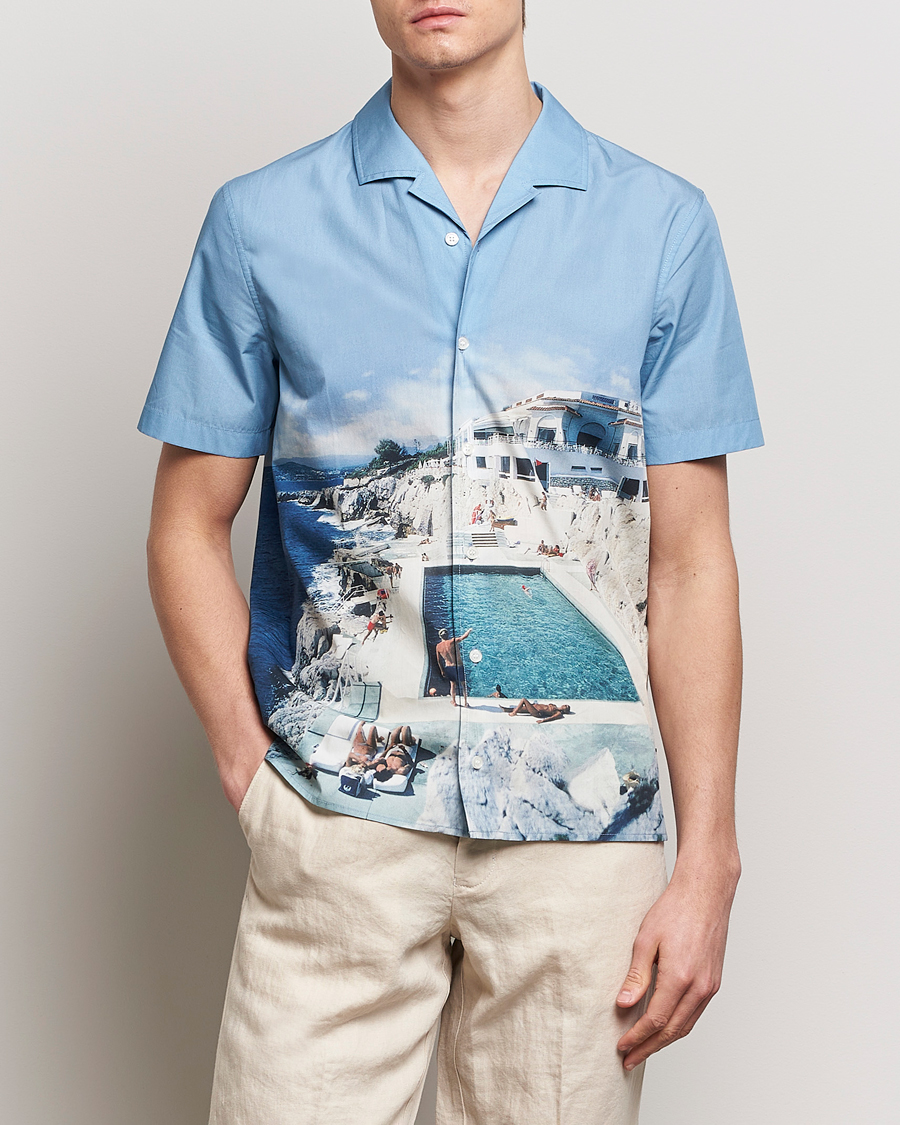 Herr | Kortärmade skjortor | Orlebar Brown | Hibbert Photographic Roc Pool Shirt Blue