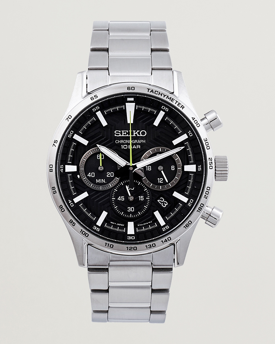 Herr | Seiko Chronograph 43mm Steel Black Dial | Seiko | Chronograph 43mm Steel Black Dial
