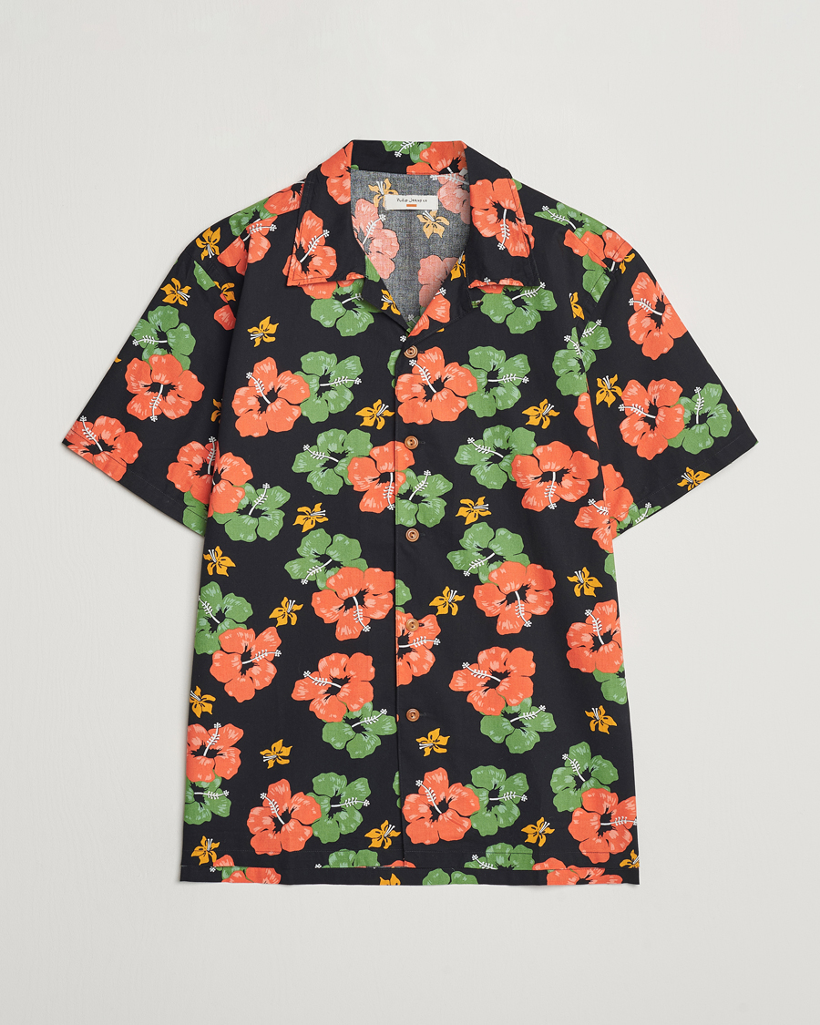 Herr | Skjortor | Nudie Jeans | Arvid Flower Hawaii Shirt Black