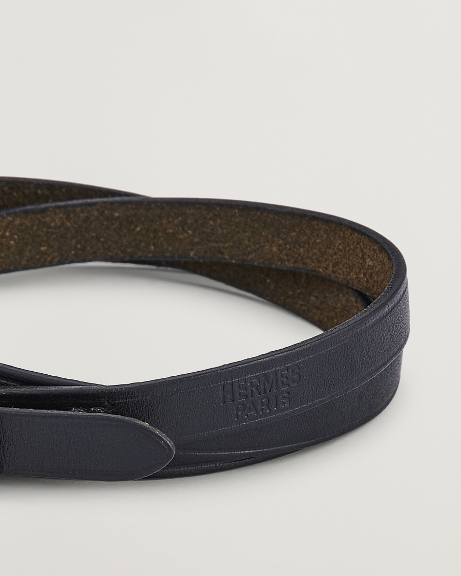 Herr | Hermès Pre-Owned API1 Leather Bracelet Black | Hermès Pre-Owned | API1 Leather Bracelet Black