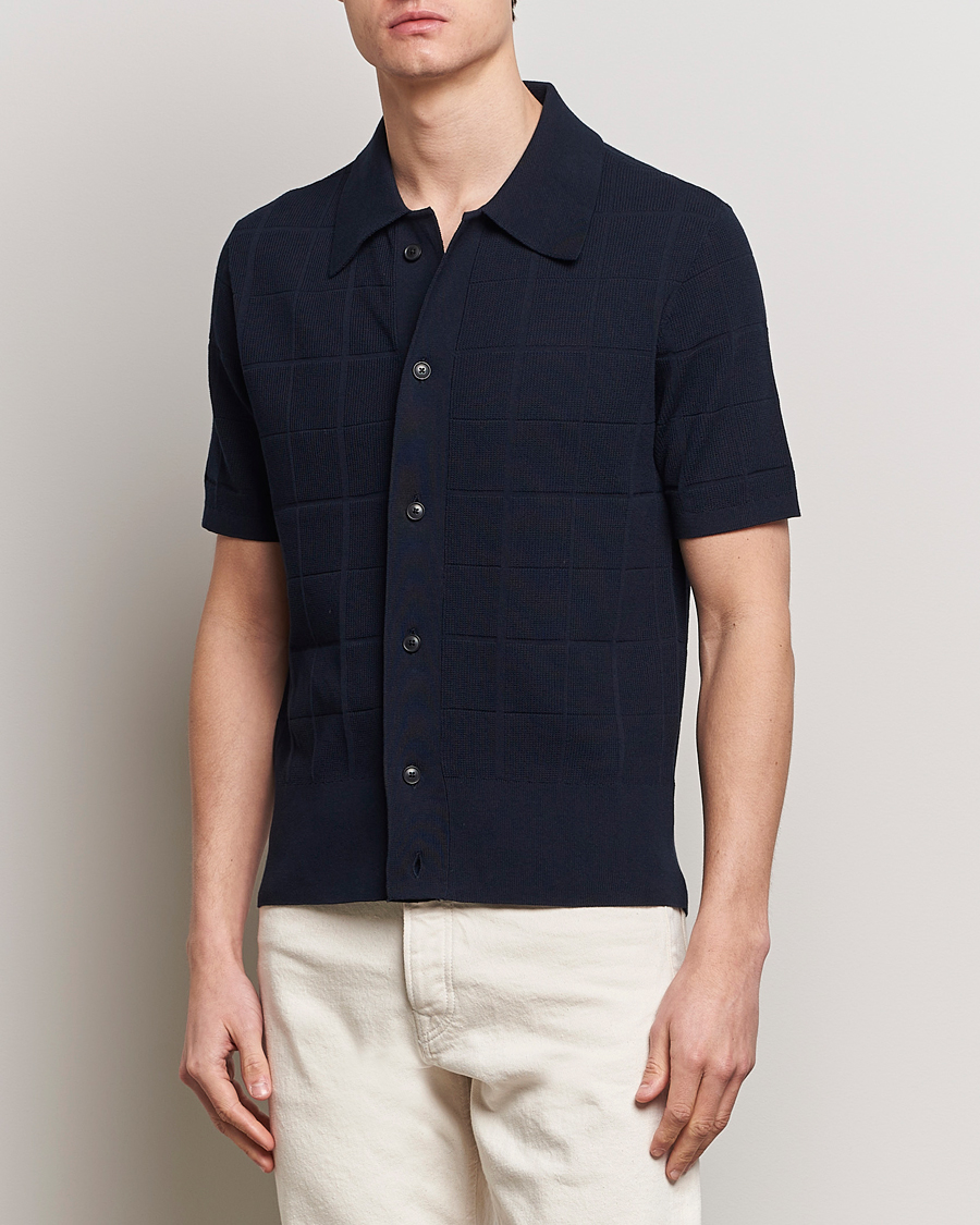 Herr | Business & Beyond | Tiger of Sweden | Araawen Short Sleeve Knitted Polo Light Ink