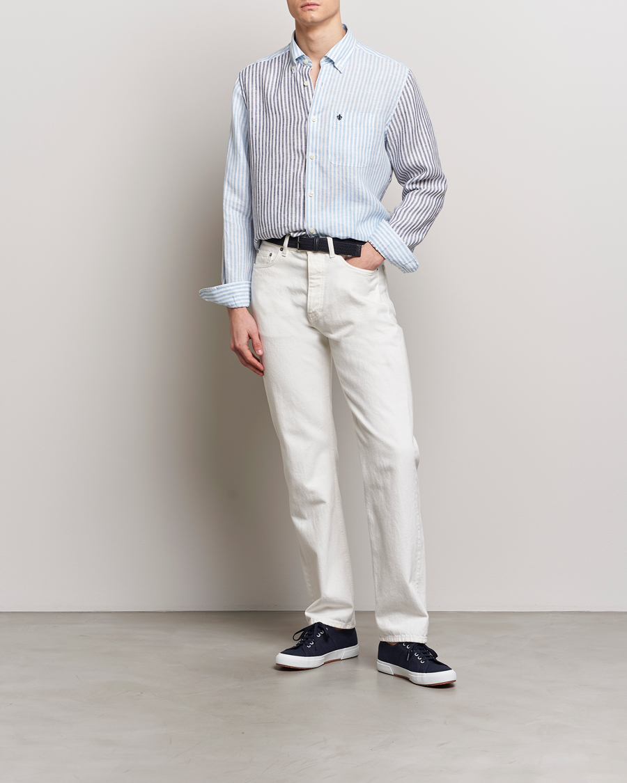 Herr | Skjortor | Morris | Douglas Linen Mix Shirt Blue