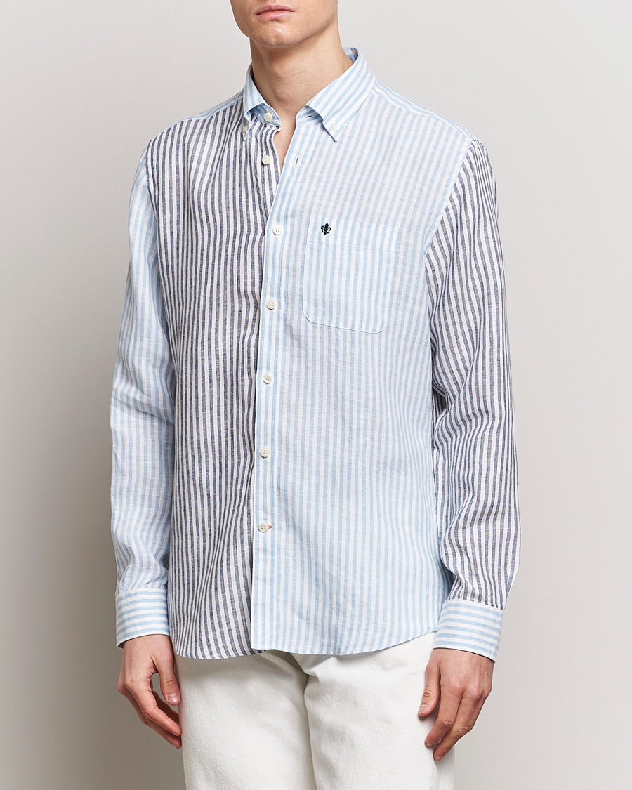 Herr | Linneskjortor | Morris | Douglas Linen Mix Shirt Blue