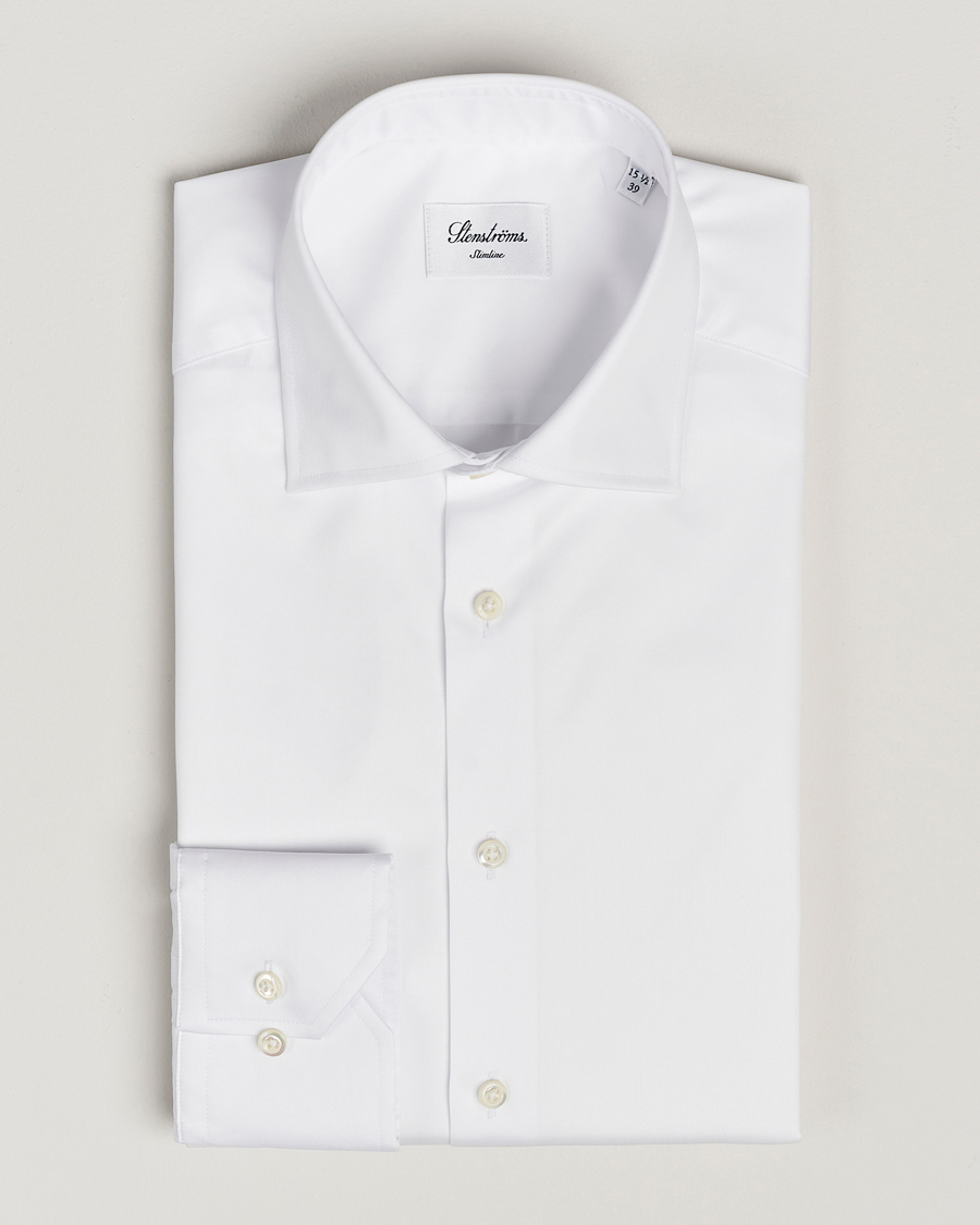 Herr | Skjortor | Stenströms | Slimline Cotton Twill Cut Away Shirt White