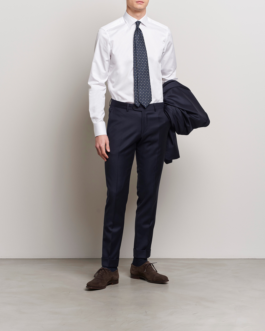 Herr | Businesskjortor | Stenströms | Slimline Cotton Twill Cut Away Shirt White