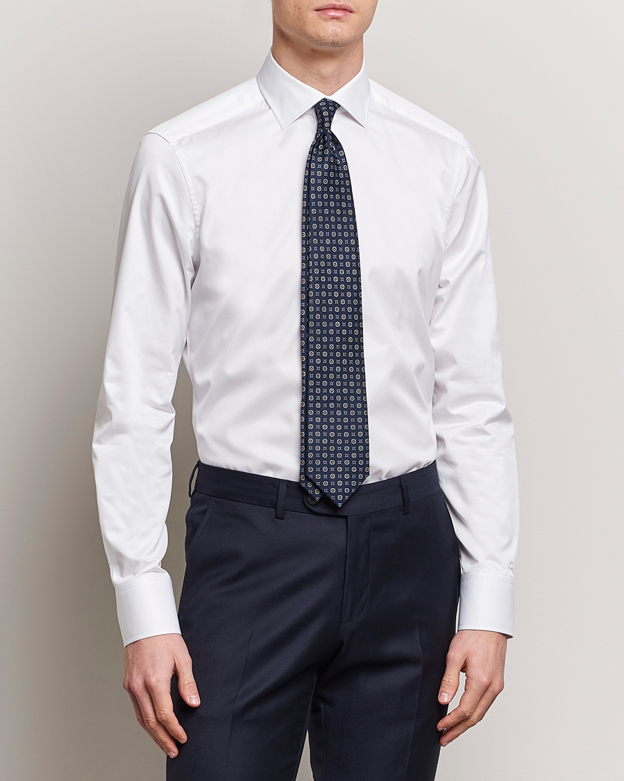 Herr | Businesskjortor | Stenströms | Slimline Cotton Twill Cut Away Shirt White