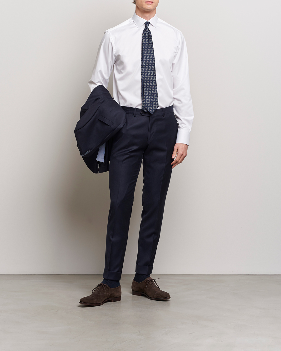 Herr | Businesskjortor | Stenströms | Fitted Body Cotton Twill Cut Away Shirt White