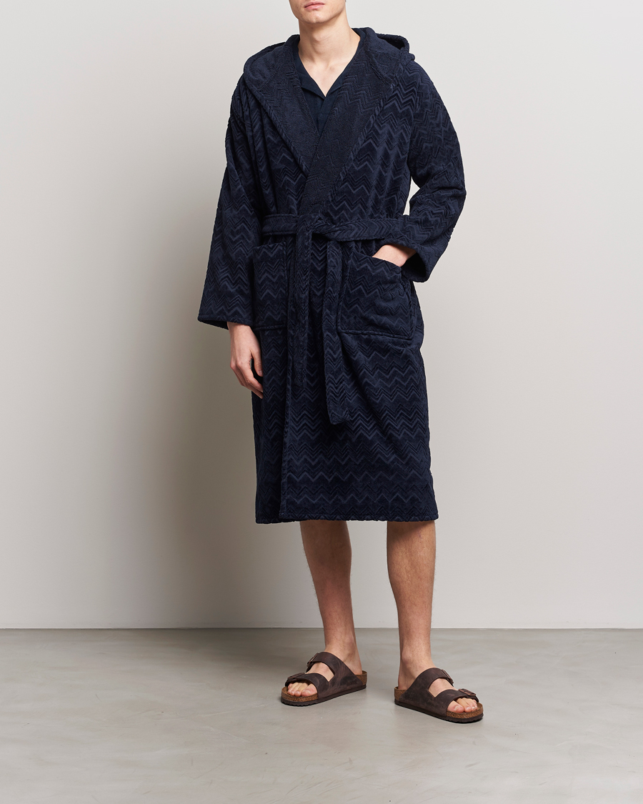 Herr | Pyjamas & Morgonrockar | Missoni Home | Chalk Bath Robe Navy