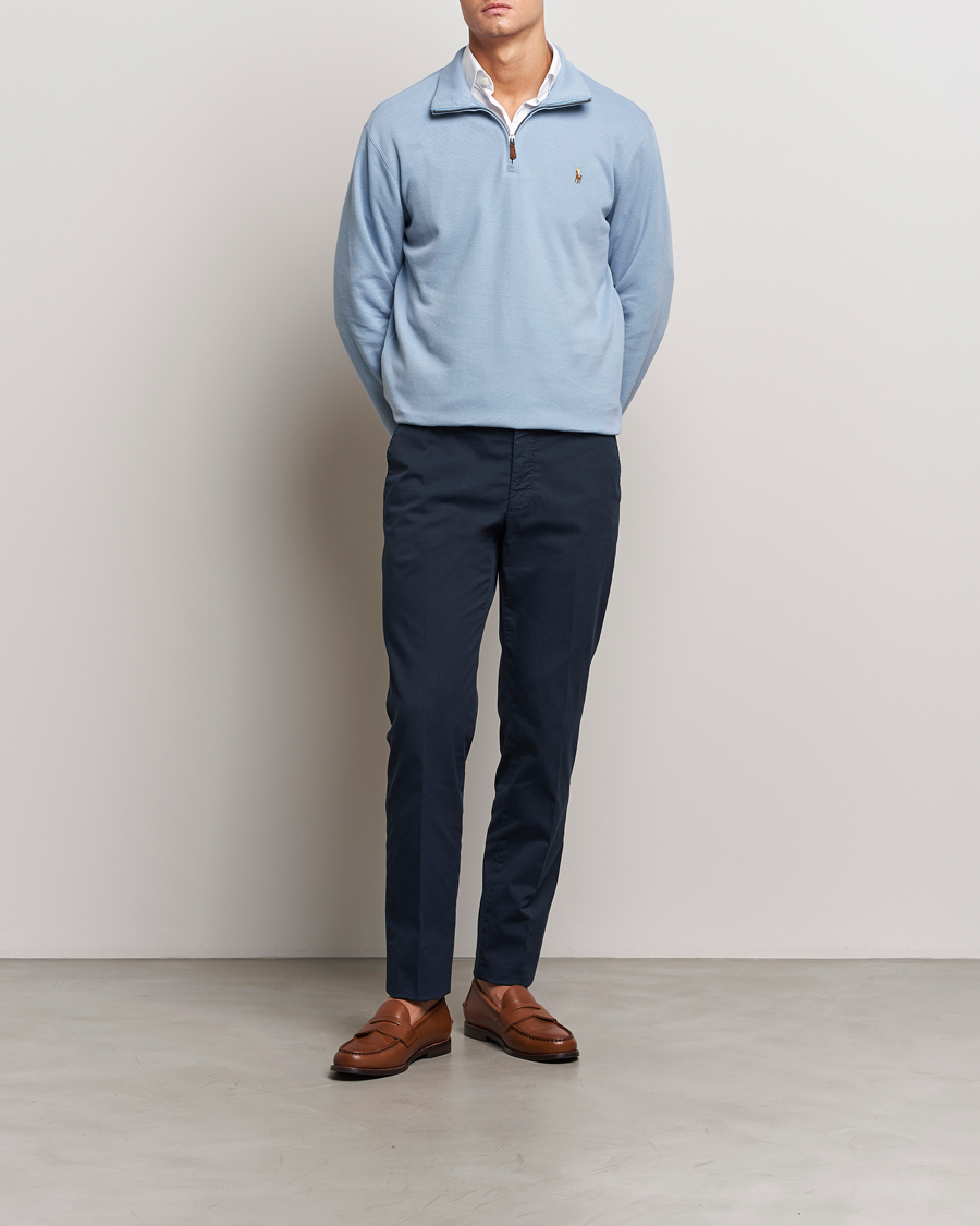 Herr | Tröjor | Polo Ralph Lauren | Double Knit Jaquard Half Zip Sweater Vessel Blue