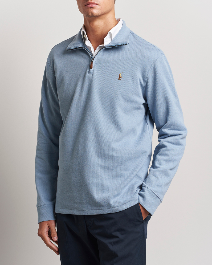 Herr | Tröjor | Polo Ralph Lauren | Double Knit Jaquard Half Zip Sweater Vessel Blue