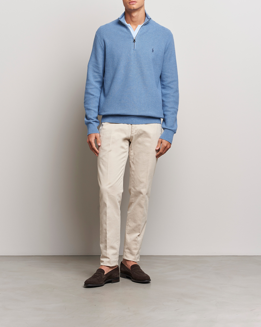 Herr | Tröjor | Polo Ralph Lauren | Textured Half Zip Lake Heather