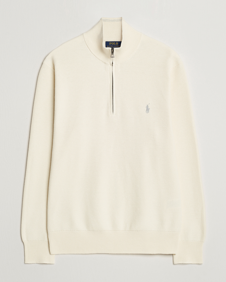 Herr | Tröjor | Polo Ralph Lauren | Textured Half Zip Herbal Milk