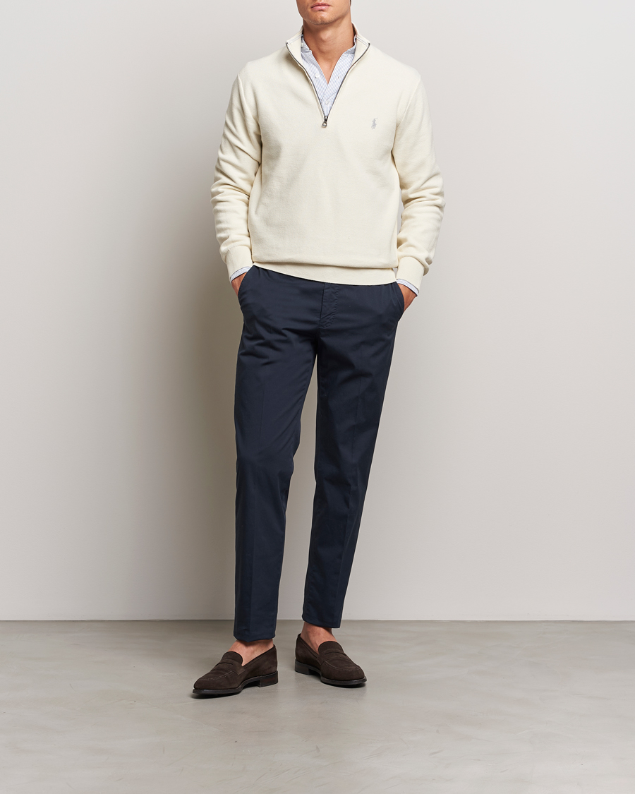Herr | Tröjor | Polo Ralph Lauren | Textured Half Zip Herbal Milk