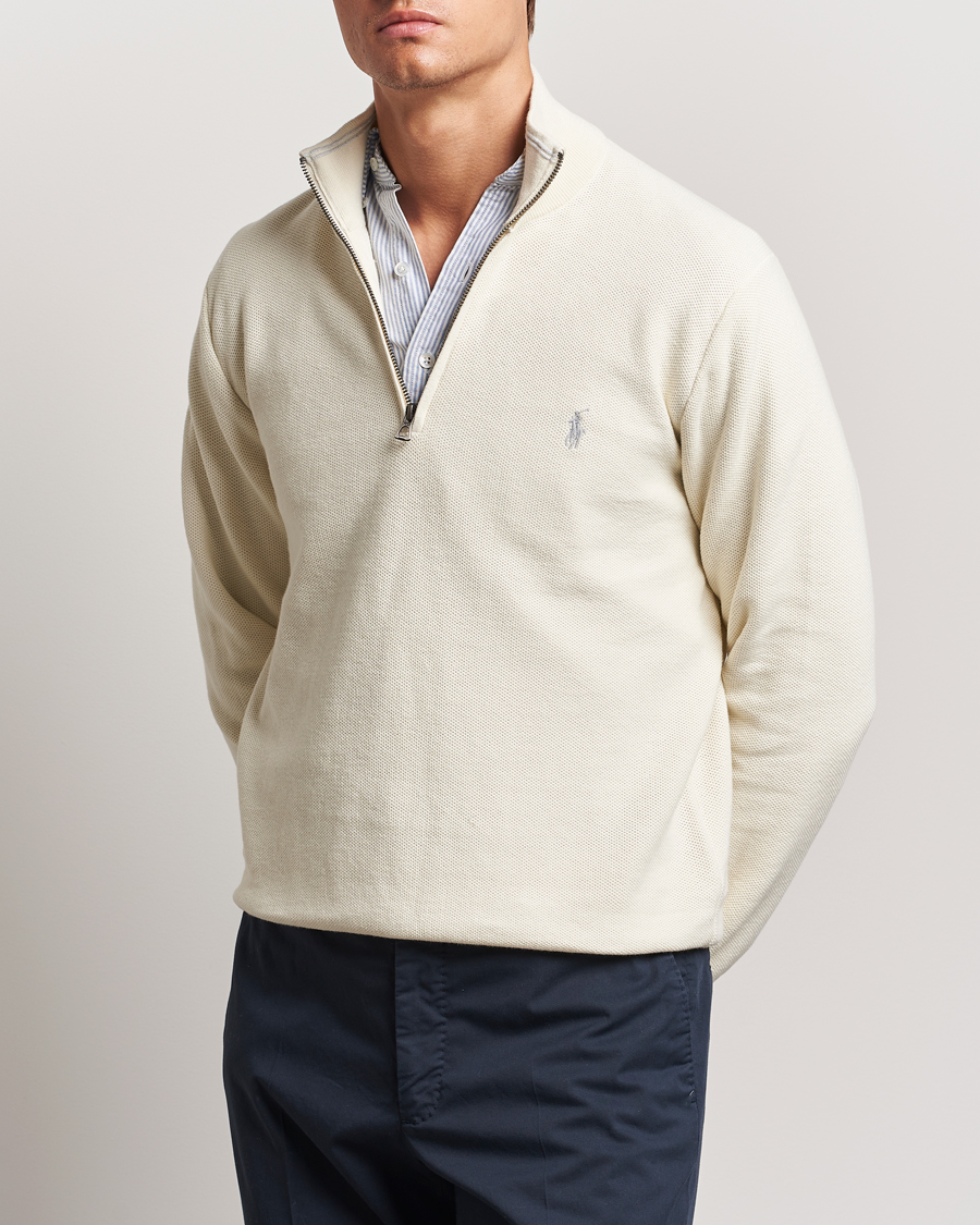 Herr | Tröjor | Polo Ralph Lauren | Textured Half Zip Herbal Milk