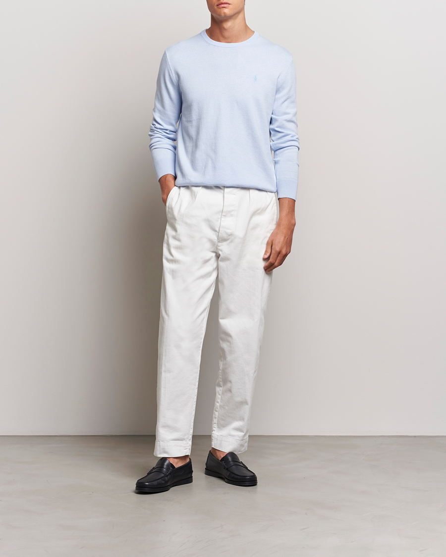 Herr | Tröjor | Polo Ralph Lauren | Cotton/Cashmere Crew Neck Pullover Oxford Blue
