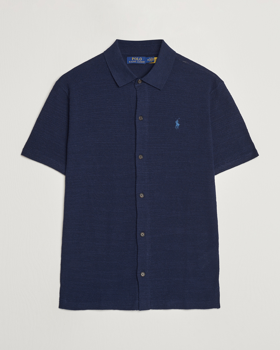 Herr | Skjortor | Polo Ralph Lauren | Textured Knitted Short Sleeve Shirt Bright Navy
