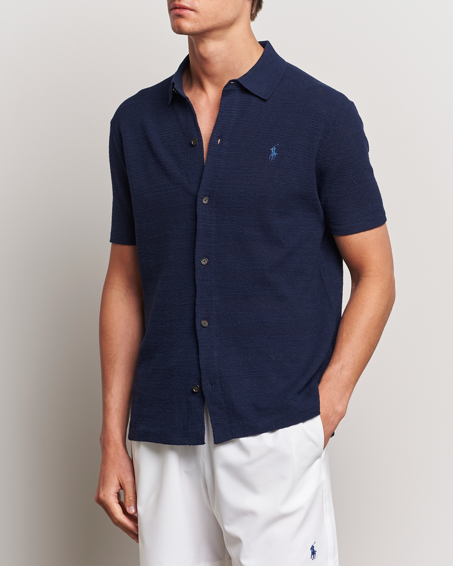 Herr |  | Polo Ralph Lauren | Textured Knitted Short Sleeve Shirt Bright Navy